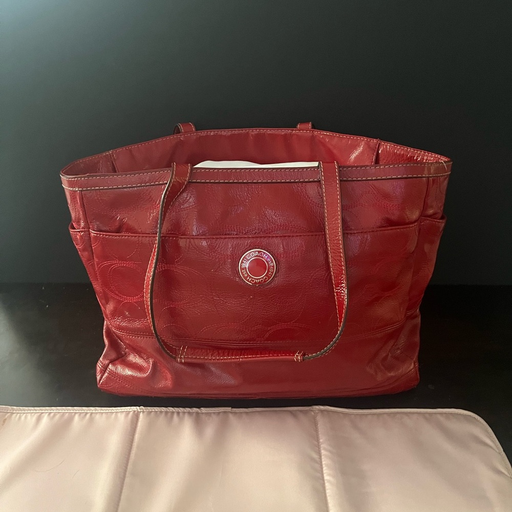 Red Leather Tote Bag